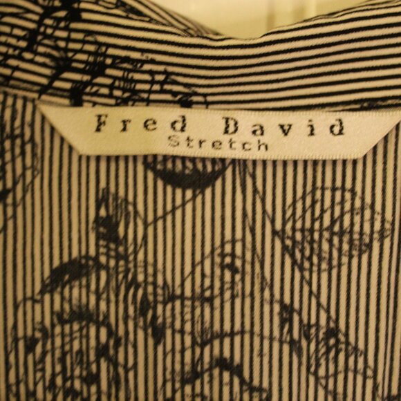 Fred David Black and White Pleated Blouse Size Medium - Picture 6 of 8